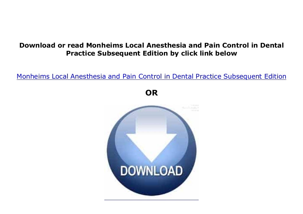 FREE_DOWNLOAD LIBRARY Monheims Local Anesthesia and Pain Control in D…