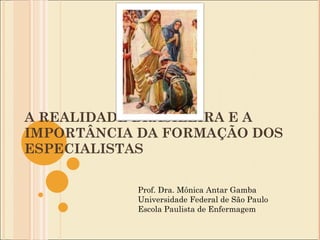 A REALIDADE BRASILEIRA E A IMPORTÂNCIA DA FORMAÇÃO DOS ESPECIALISTAS Prof. Dra. Mônica Antar Gamba Universidade Federal de São Paulo Escola Paulista de Enfermagem 