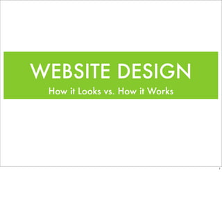 WEBSITE DESIGN
 How it Looks vs. How it Works




                                 1