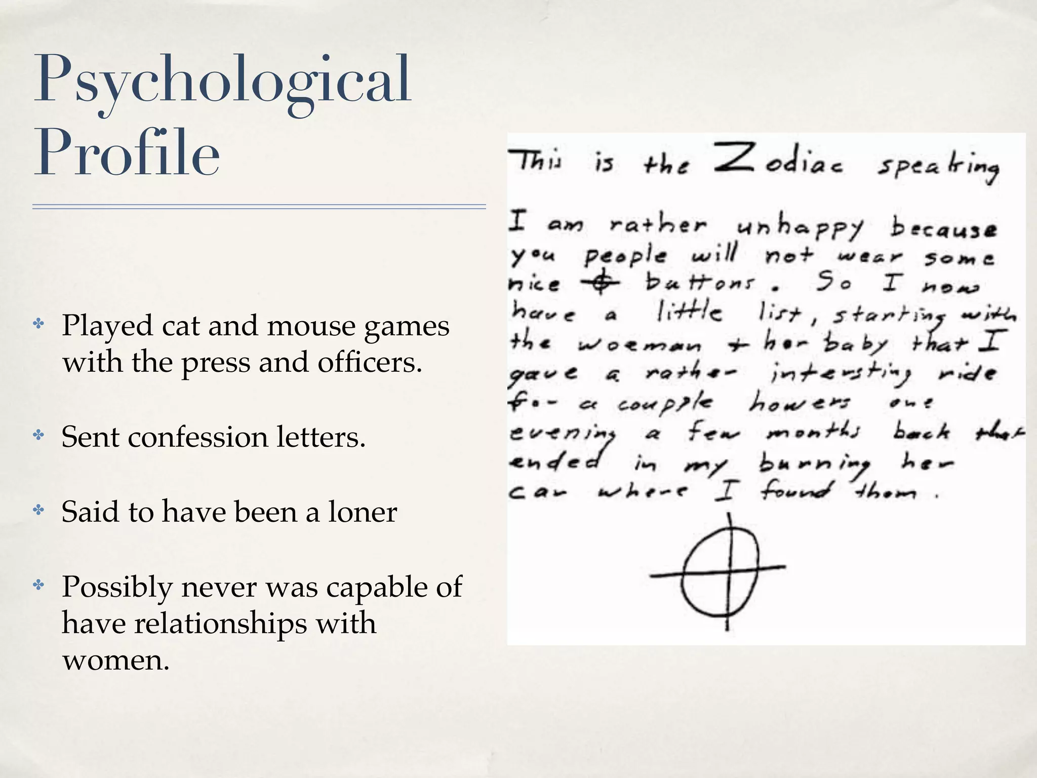 Monica zodiac killer ppt KEY Death, Injury, or Military Conflict