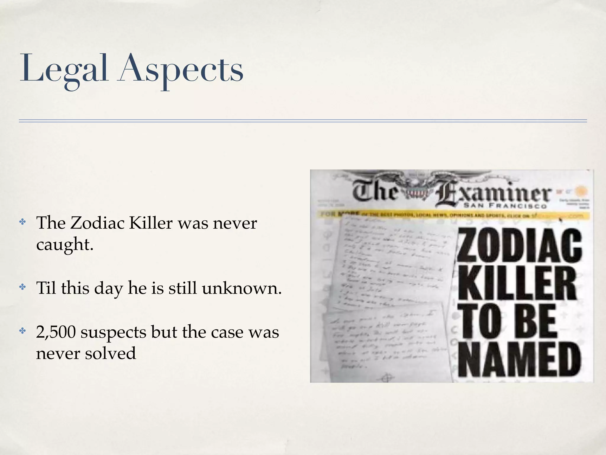 Monica zodiac killer ppt KEY Death, Injury, or Military Conflict