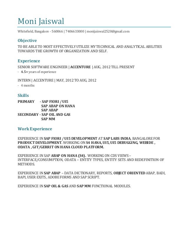 moni jaiswal resume