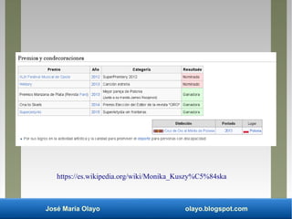 José María Olayo olayo.blogspot.com
https://es.wikipedia.org/wiki/Monika_Kuszy%C5%84ska
 