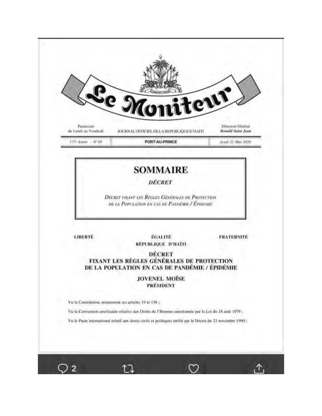 Décret fixant les règles générales de protection de la population en cas de Pandémie/Epidémie 