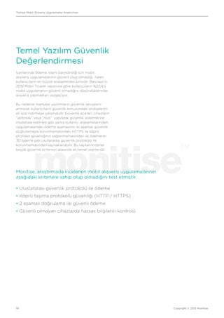 Türkiye Mobil Alışveriş Uygulamaları Araştırması
Copyright © 2015 Monitise19
Temel Yazılım Güvenlik
Değerlendirmesi
İçeril...