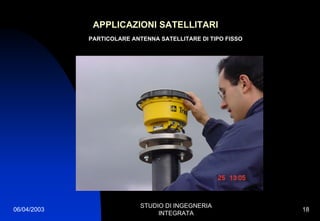 06/04/2003
STUDIO DI INGEGNERIA
INTEGRATA
18
APPLICAZIONI SATELLITARI
PARTICOLARE ANTENNA SATELLITARE DI TIPO FISSO
 