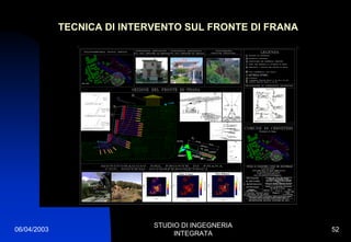 06/04/2003
STUDIO DI INGEGNERIA
INTEGRATA
52
TECNICA DI INTERVENTO SUL FRONTE DI FRANA
 
