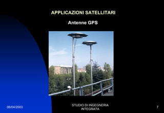 06/04/2003
STUDIO DI INGEGNERIA
INTEGRATA
7
APPLICAZIONI SATELLITARI
Antenne GPS
 