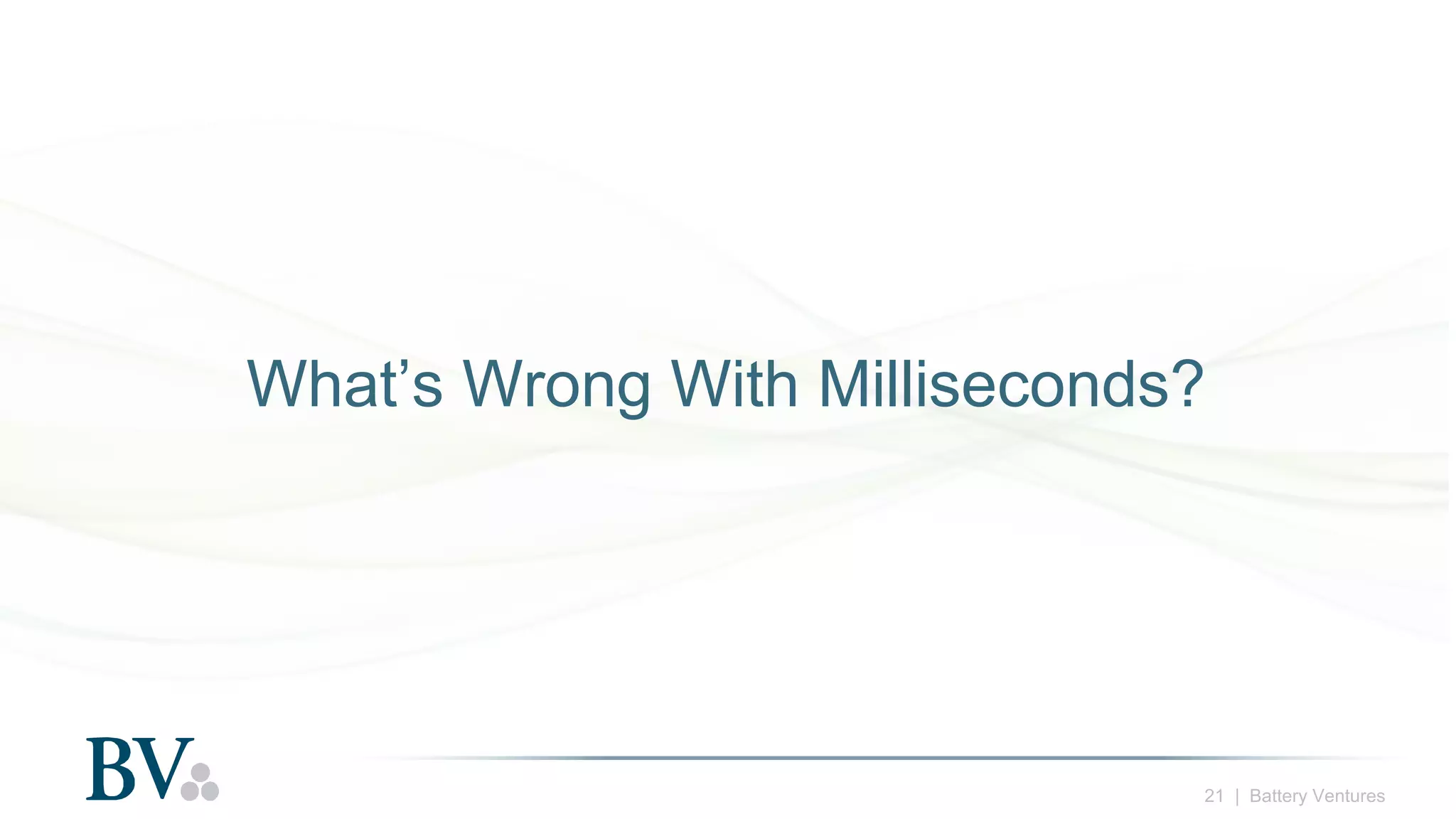 21 | Battery Ventures
What’s Wrong With Milliseconds?
 