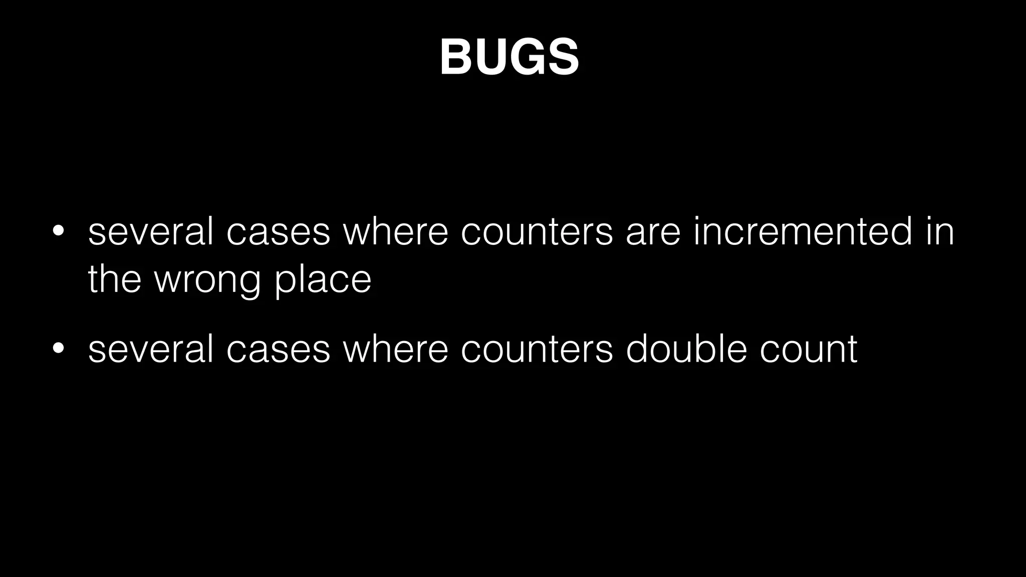 /proc/net/snmp
• there’s an RFC !!!!!!!! (rfc 2013)
• the ﬁelds are standardized!!!!
• it’s higher level, so i can ﬁgure out where the
protocol layers are breaking down!!!
• they are gathered mostly in software
• much easier than reading a 1200 pg data sheet
 