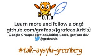 Learn more and follow along!
github.com/grafeas/{grafeas,kritis}
Google Groups: {grafeas,kritis}-users, grafeas-dev
@grafeasio
0.1.0
#talk-aysylu-greenberg
 