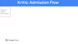 Kritis: Admission Flow
kubectl
apply
site.yaml
 
