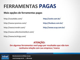 FERRAMENTAS  PAGAS Mais opções de ferramentas pagas ATENÇÃO: Em algumas ferramentas você paga por resultados que não tem nenhuma relação com sua empresa / marca 