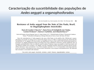 Caracterização da suscetibilidade das populações de Aedes
aegypti ao Temephos
 
