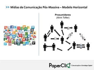 >> Mídias de Comunicação Pós-Massiva – Modelo Horizontal

                                 Prosumidores
                                  (Alvin Tofler)
 