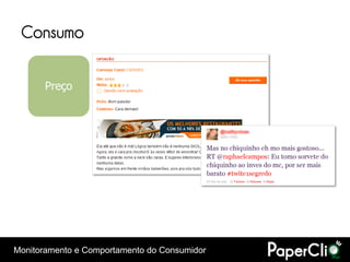 Consumo

       Preço




Monitoramento e Comportamento do Consumidor
 