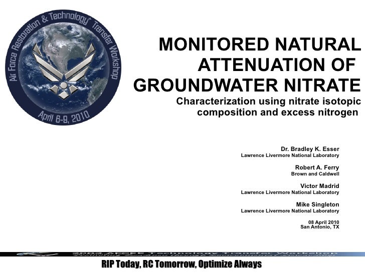 Monitored Natural Attenuation Of Groundwater Nitrate