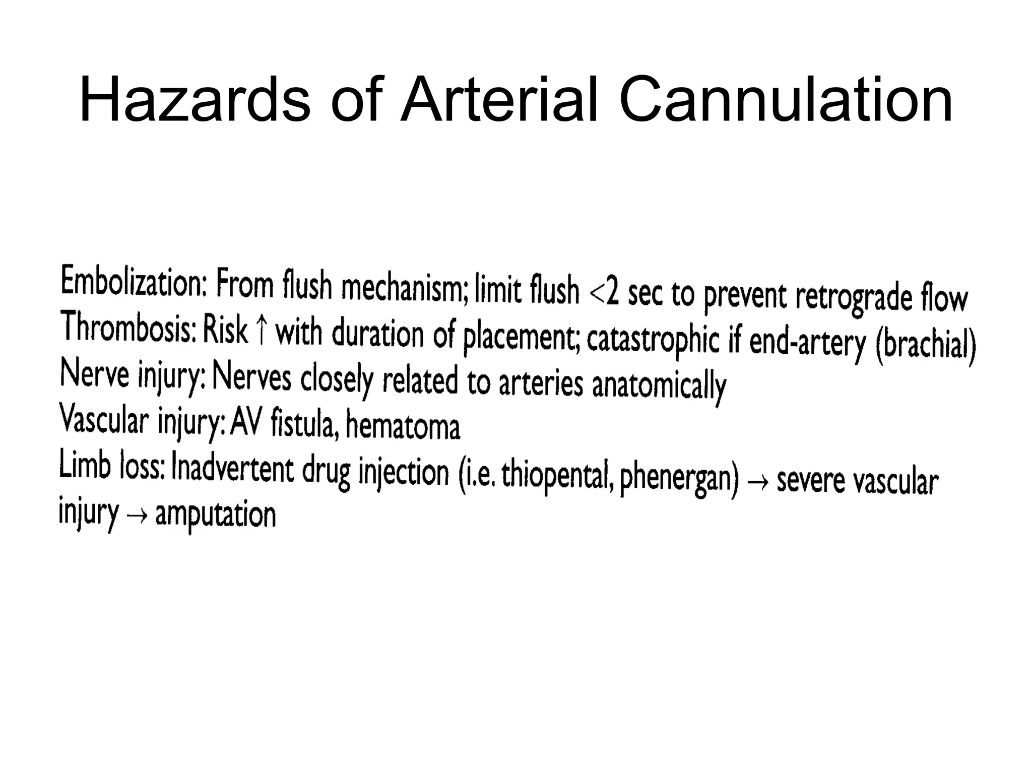 Hazards of Arterial Cannulation
 