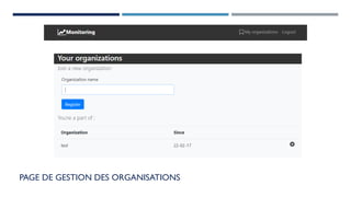 PAGE DE GESTION DES ORGANISATIONS
 