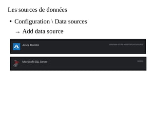 Les sources de données
●
Configuration  Data sources
→ Add data source
 