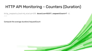 © 2020 InfluxData. All rights reserved. 82
HTTP API Monitoring - Counters (Duration)
http_requests,host=A,status=500 durat...