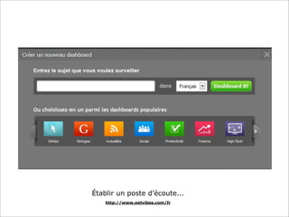 Établir un poste d’écoute...
http://www.netvibes.com/fr

 