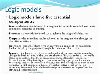 Logic models
• Logic models have five essential
components:
Inputs – the resources invested in a program, for example, tec...