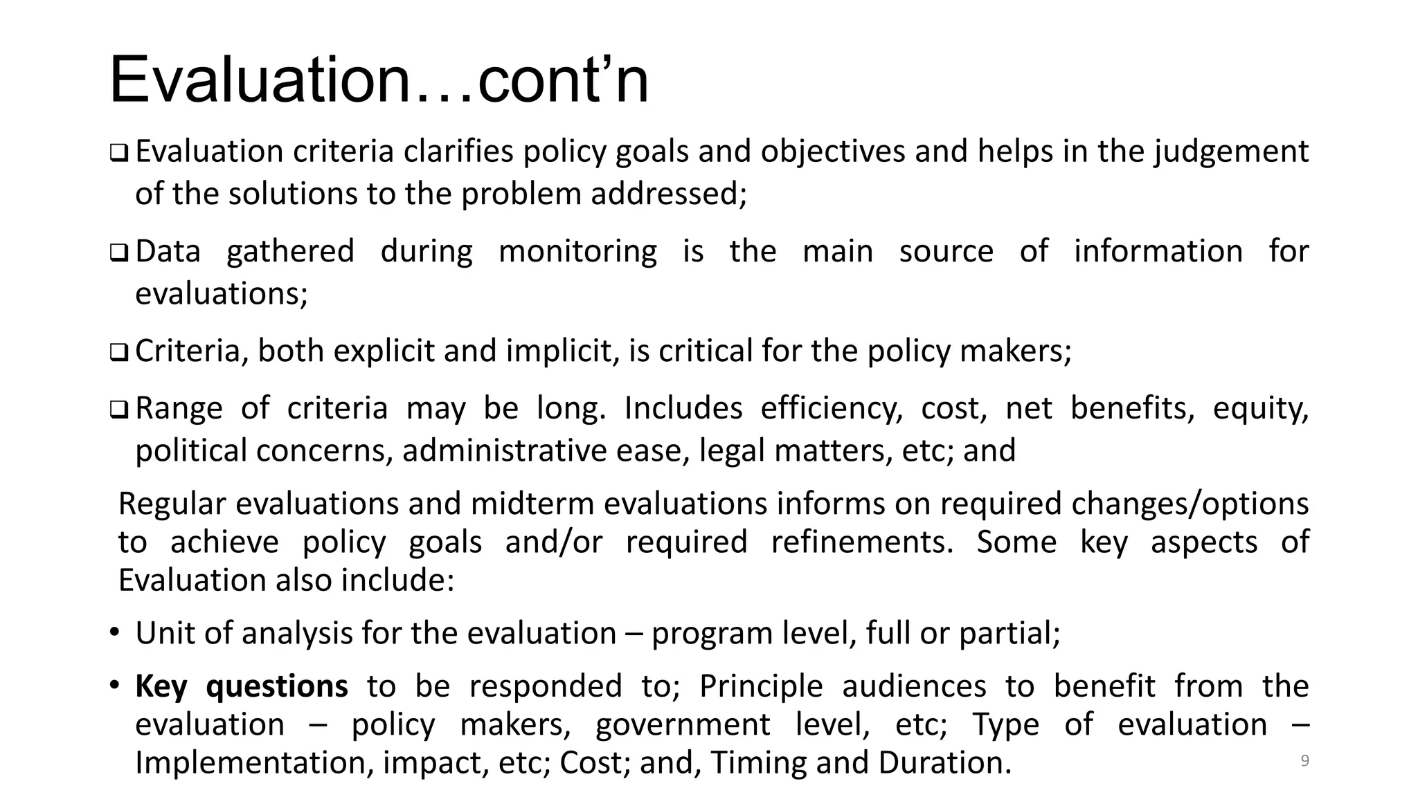 Monitoring and evaluation and the policy process | PDF