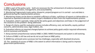 Monitoring and evaluation and the policy process | PDF