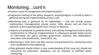 Monitoring and evaluation and the policy process | PDF