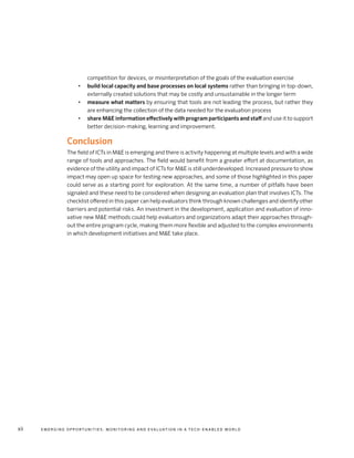 Monitoring and Evaluation in a Tech Enabled World | PDF