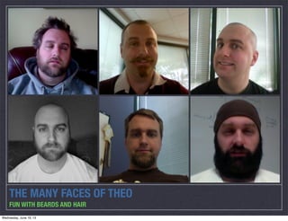 THE MANY FACES OF THEO
FUN WITH BEARDS AND HAIR
Wednesday, June 19, 13
 