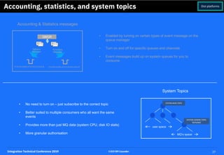 Integration Technical Conference 2019 27©2019IBMCorporation
Accounting, statistics, and system topics
Statistics
Messages
...