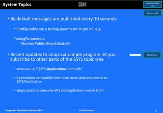 Integration Technical Conference 2019 30©2019IBMCorporation
• By default messages are published every 10 seconds
• Configu...