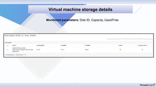 Discovery & mappin
Virtual machine storage details
Monitored parameters: Disk ID, Capacity, Used/Free
 