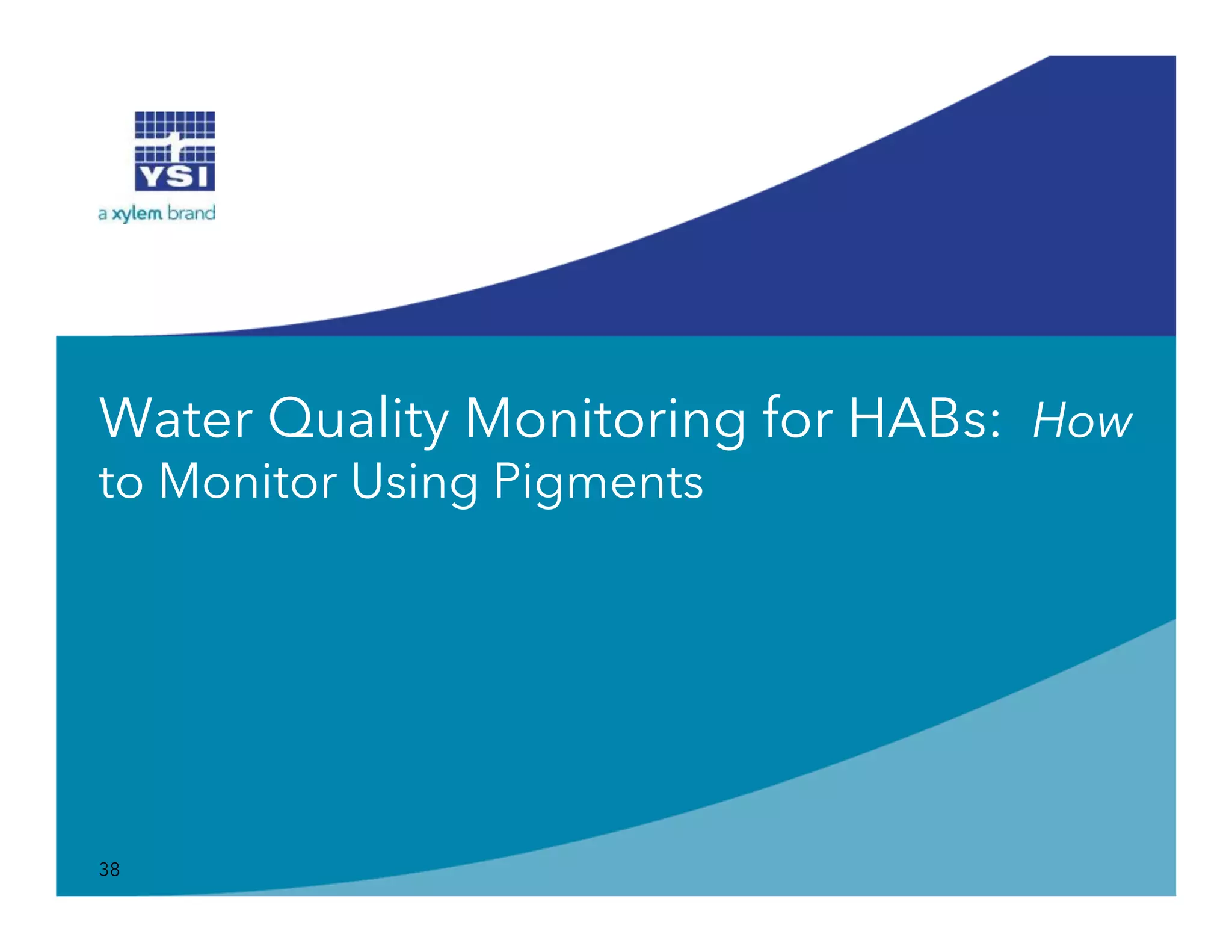 Water Quality Monitoring for HABs: How
to Monitor Using Pigments
38
 
