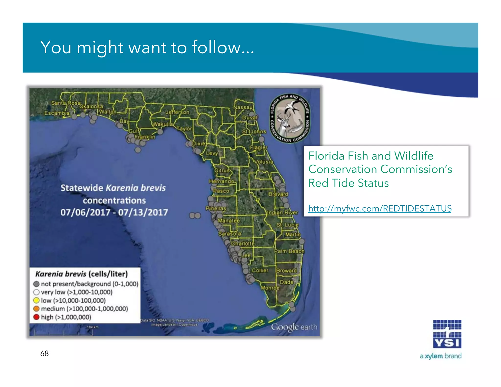 You might want to follow...
68
Florida Fish and Wildlife
Conservation Commission’s
Red Tide Status
http://myfwc.com/REDTIDESTATUS
 