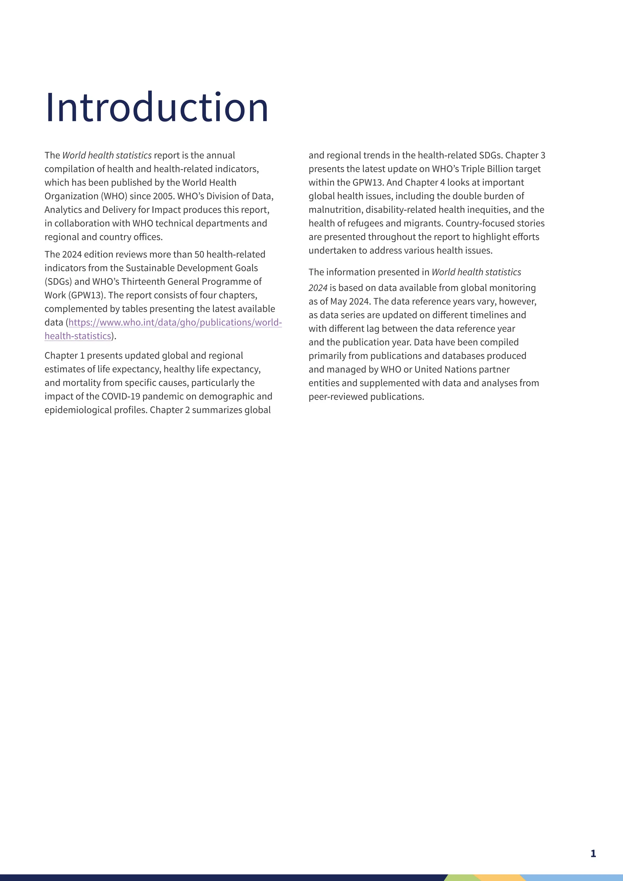 Monitoring Health for the SDGs - Global Health Statistics 2024 - WHO | PDF