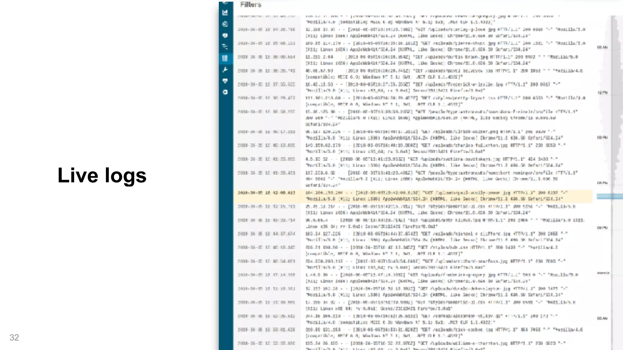 !32
Live logs
 