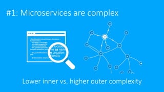 #1: Microservices are complex
Lower inner vs. higher outer complexity
 