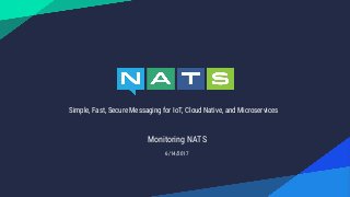 Simple, Fast, Secure Messaging for IoT, Cloud Native, and Microservices
Monitoring NATS
6/14/2017
 