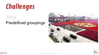 Challenges
Setup
Predefined groupings
Sergey Fedorov, Netflix, Monitorama 2015
 