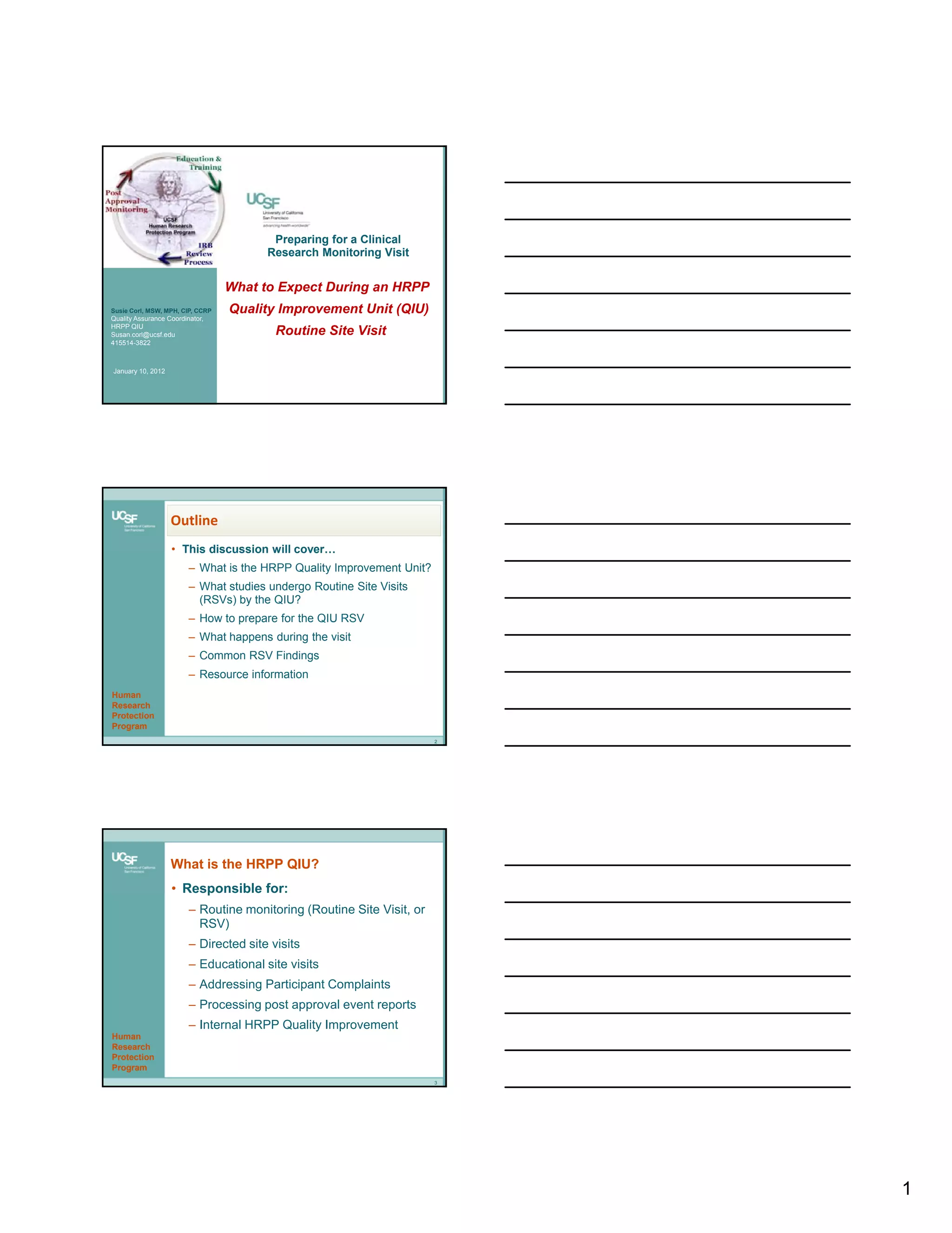 What to Expect During an HRPP Quality Improvement Unit Routine Site ...