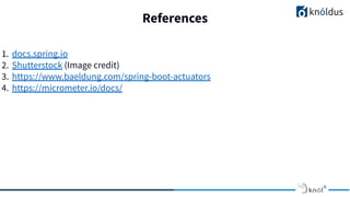 References
1. docs.spring.io
2. Shutterstock (Image credit)
3. https://www.baeldung.com/spring-boot-actuators
4. https://micrometer.io/docs/
 