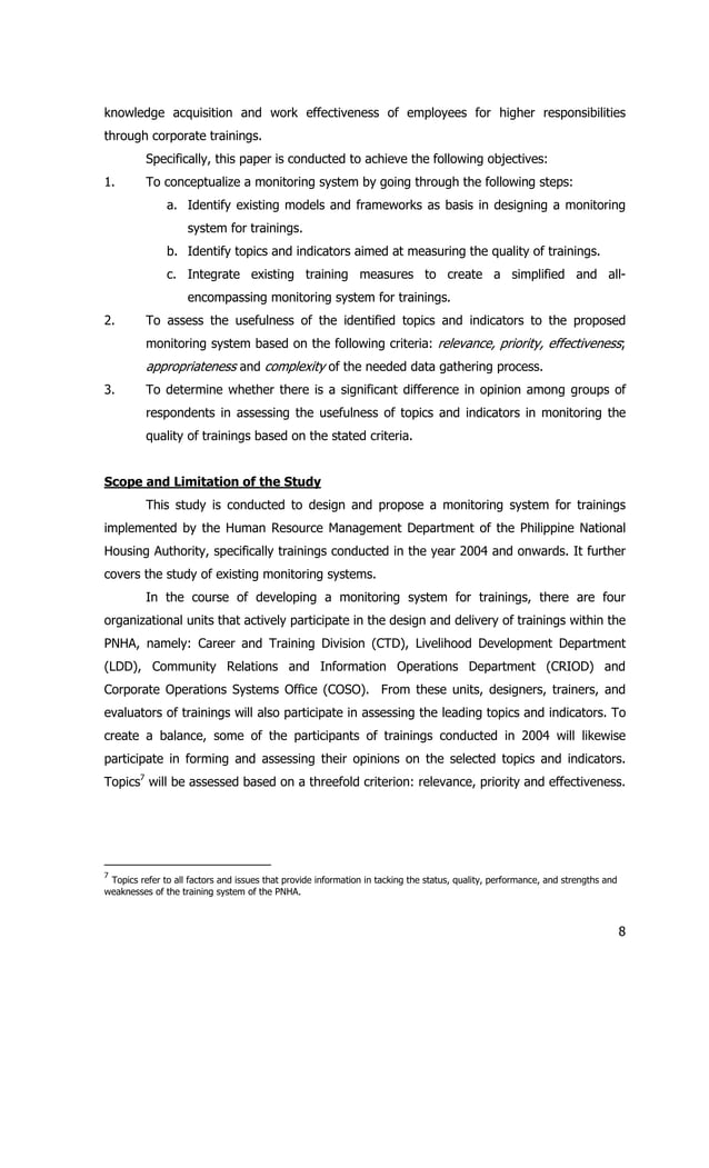 Monitoring system sample thesis