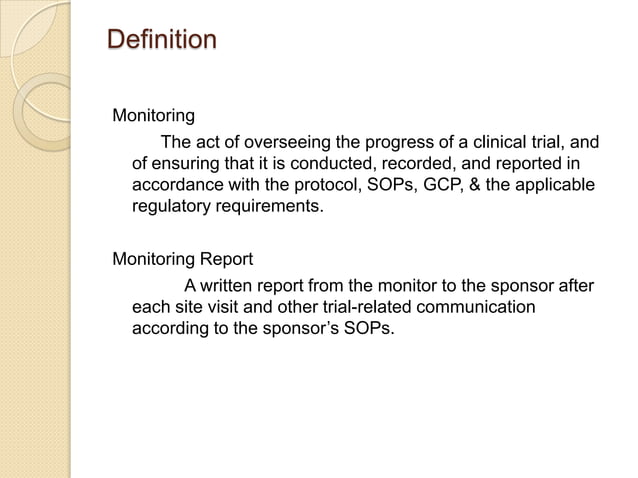 Monitoring Visits | PPTX | Medical Tests | Medical Health