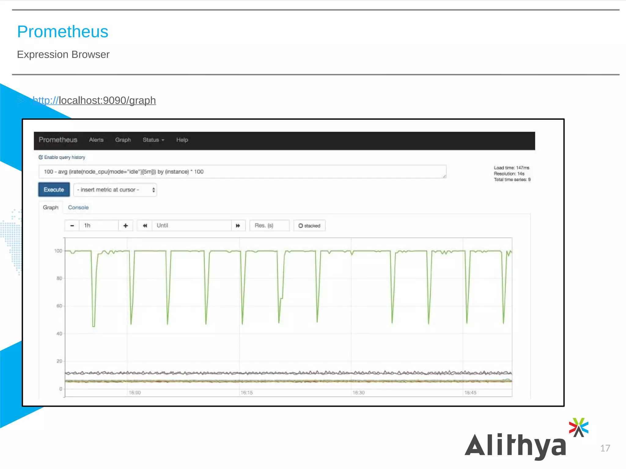 Prometheus
Expression Browser
17
http://localhost:9090/graph
 