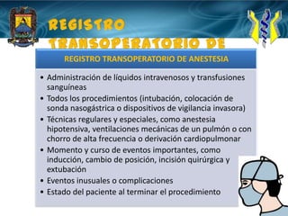 REGISTRO TRANSOPERATORIO DE LA ANESTESIA