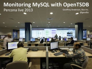Monitoring MySQL with OpenTSDB
Percona live 2013 Geoffrey Anderson, Box Inc.
@geodbz
 
