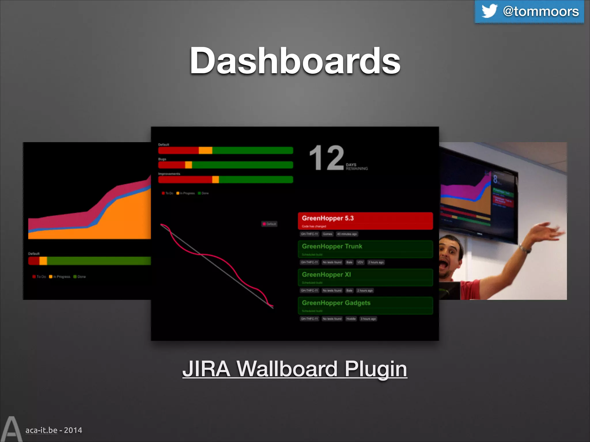 @tommoors

Dashboards

JIRA Wallboard Plugin
aca-it.be - 2014

 